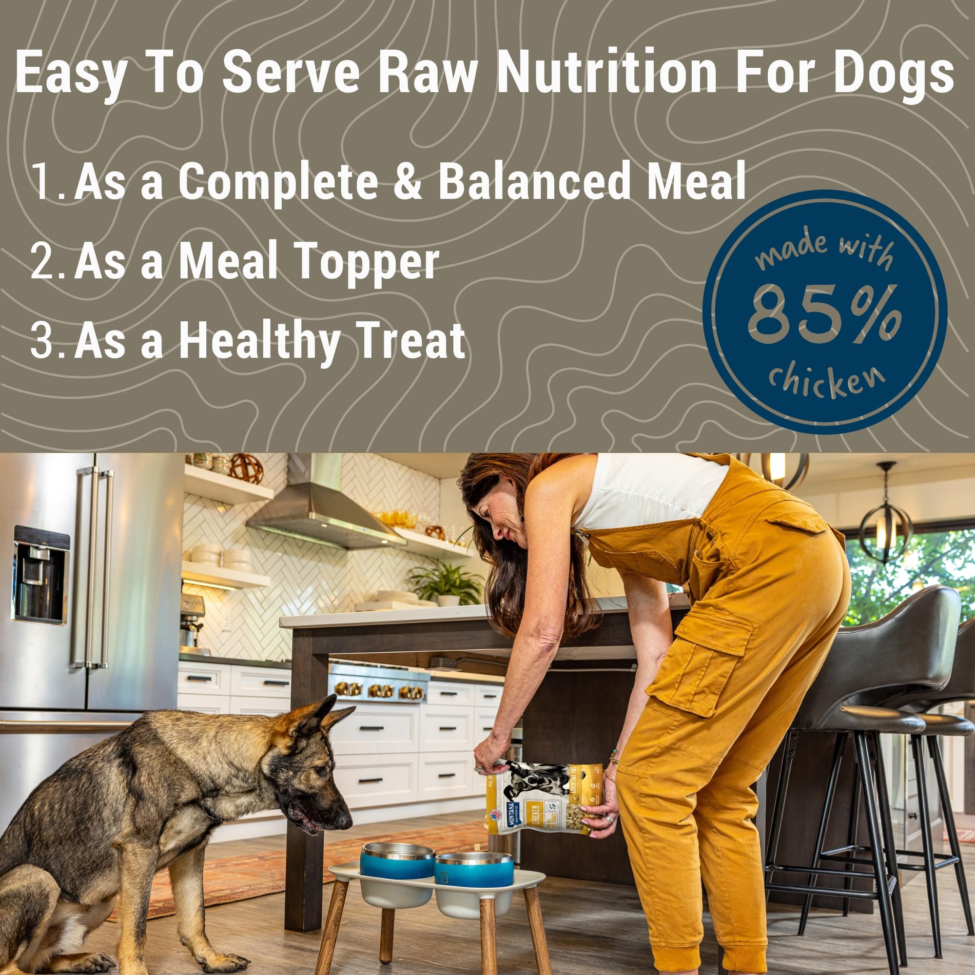 Montana Dog Food Co USA-made freeze-dried facility logo reinforces trusted quality.