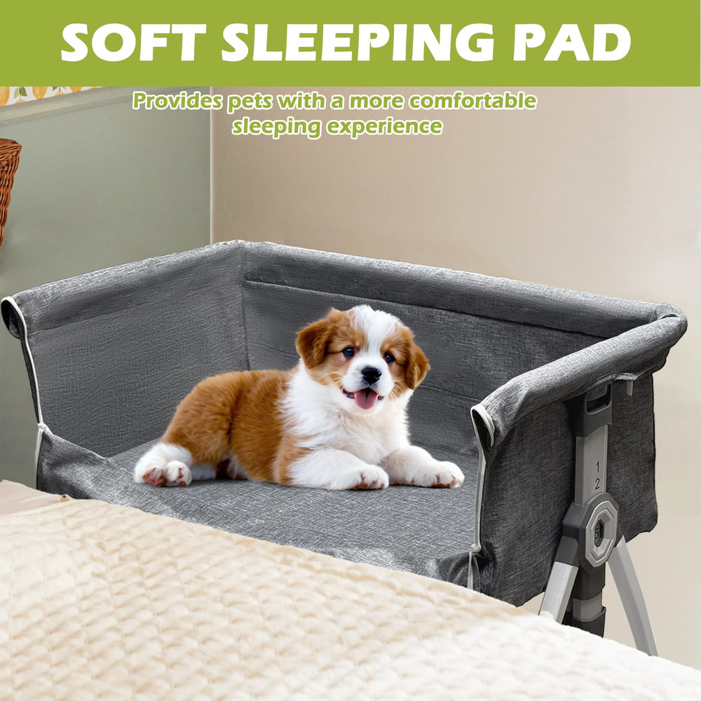 Montex Bedside Cosleeper in-bedroom setup illustrates a cozy, organized pet space