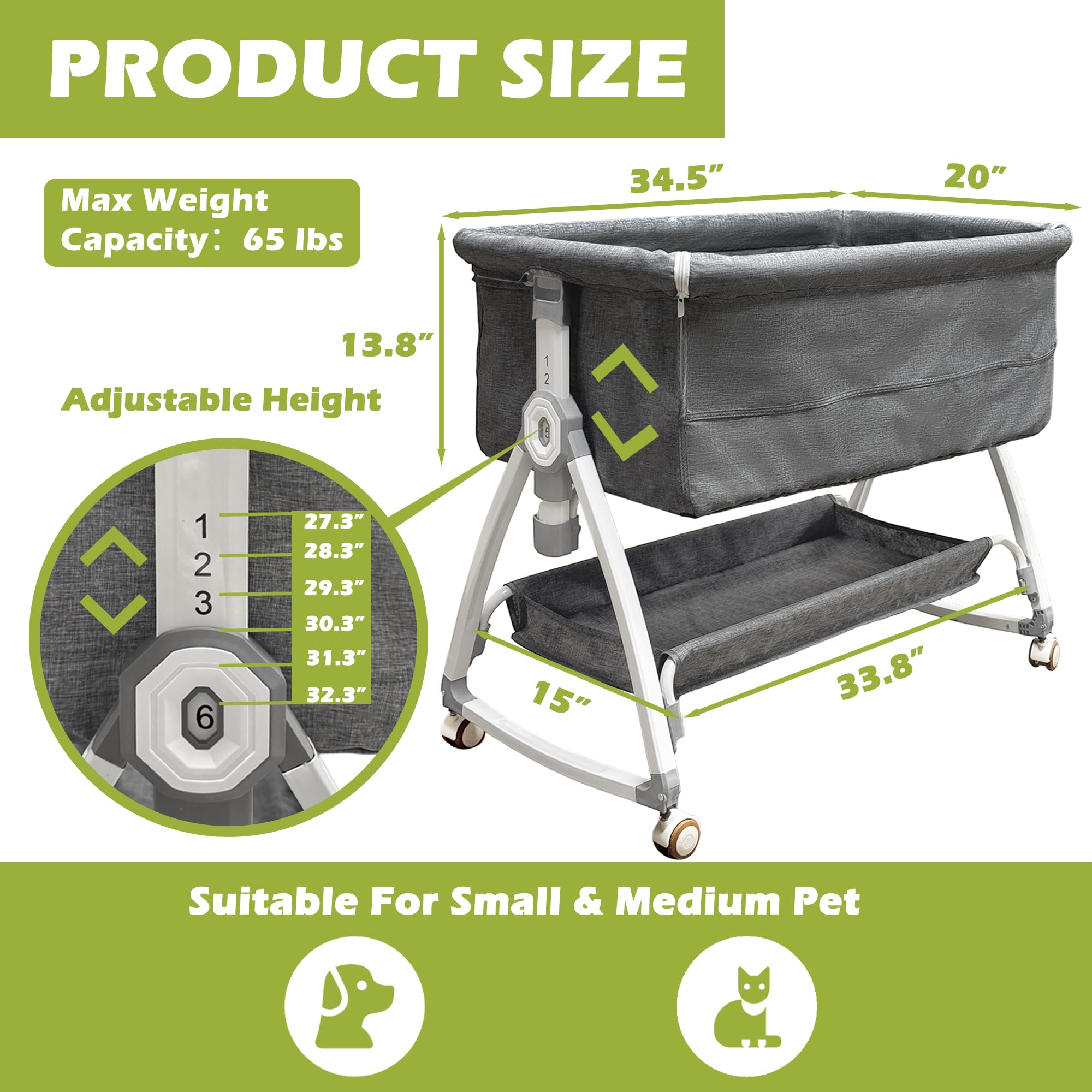 Montex Bedside Cosleeper side-zipper opening enables easy access for pets