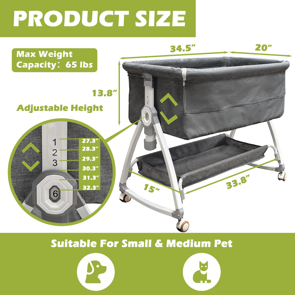 Montex Bedside Cosleeper side-zipper opening enables easy access for pets