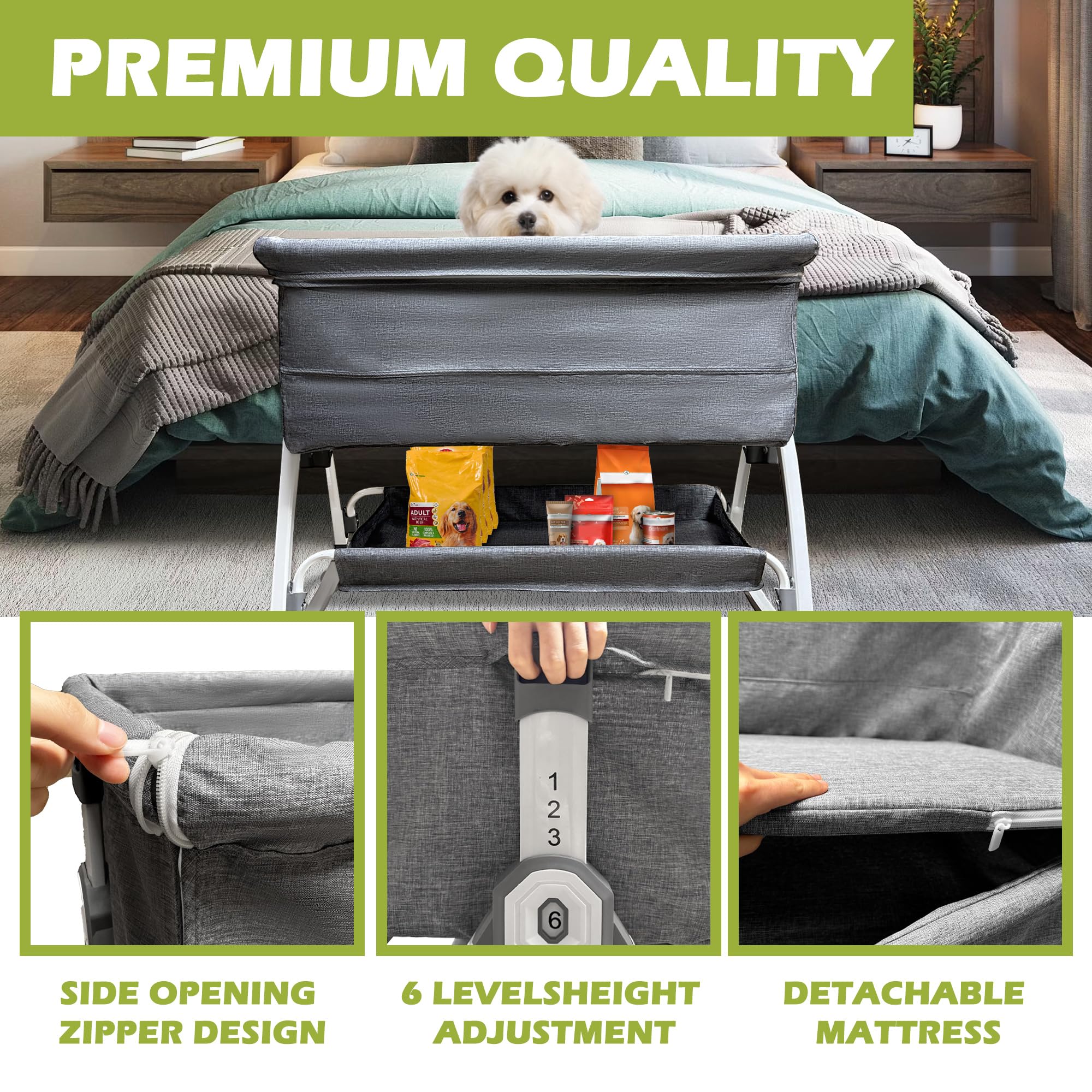 Montex Bedside Cosleeper wheels indicate easy mobility and stable placement