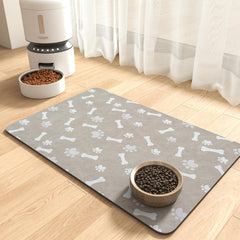 MontVoo dog food mat with absorbent quick-dry surface keeps floors clean and dry
