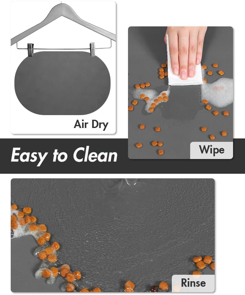 MontVoo no-stains-dog-food-mat helps prevent messes during feeding.