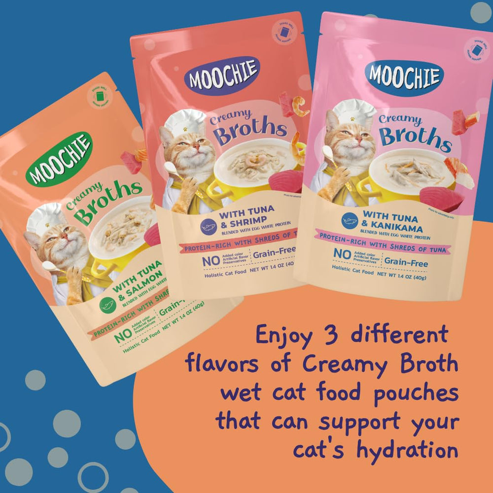 MOOCHIE broth served with kibble to boost hydration and flavor.