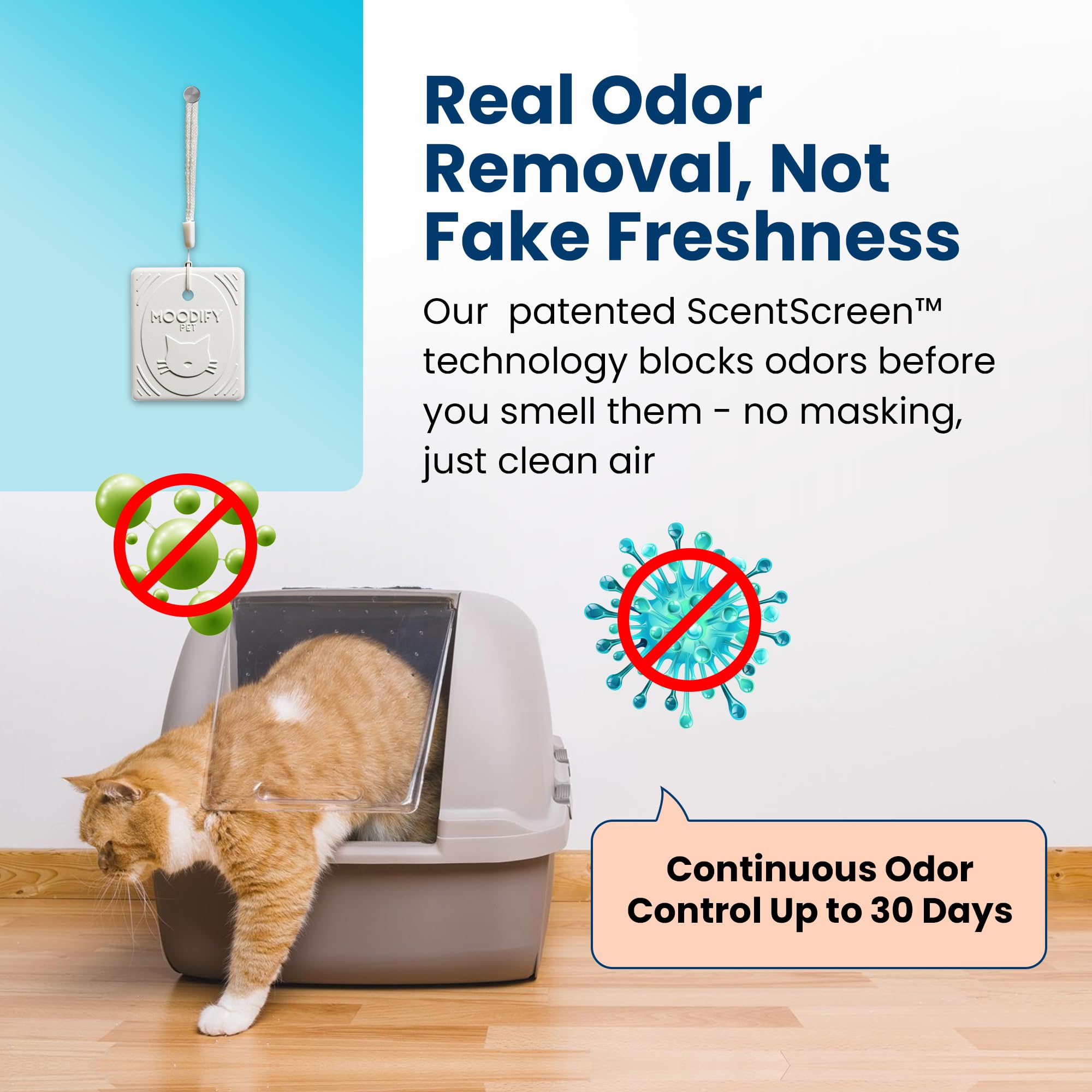 MoodifyPet ScentScreen technology blocks odors at the source.