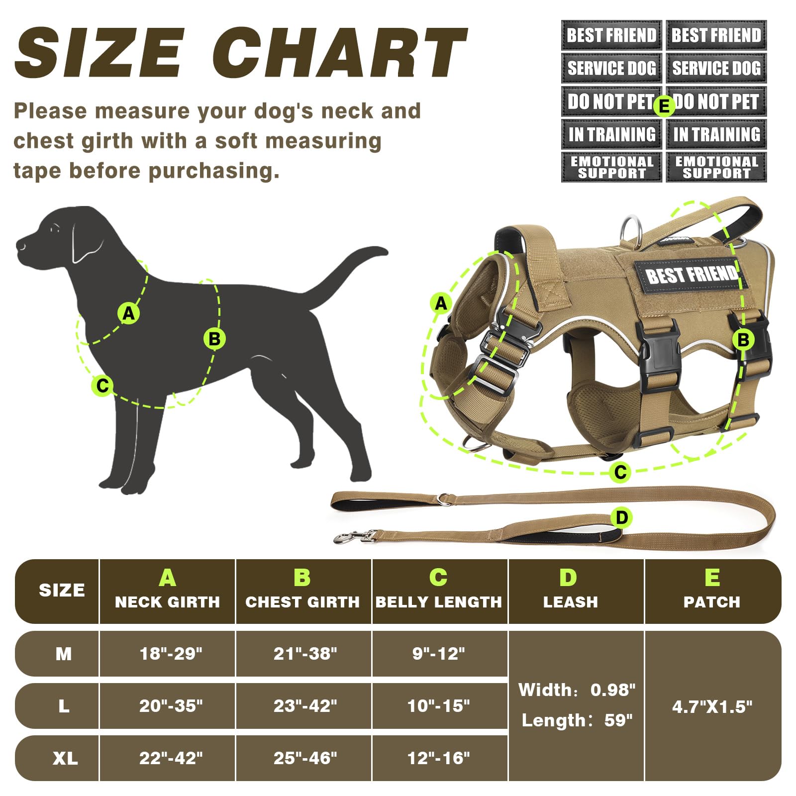 MOOGROU dog vest size chart guides selecting neck and chest measurements.