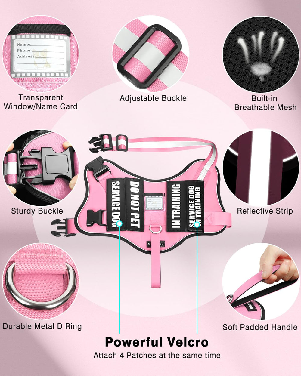 MOOGROU patches glow in the dark on a harness for clear signaling