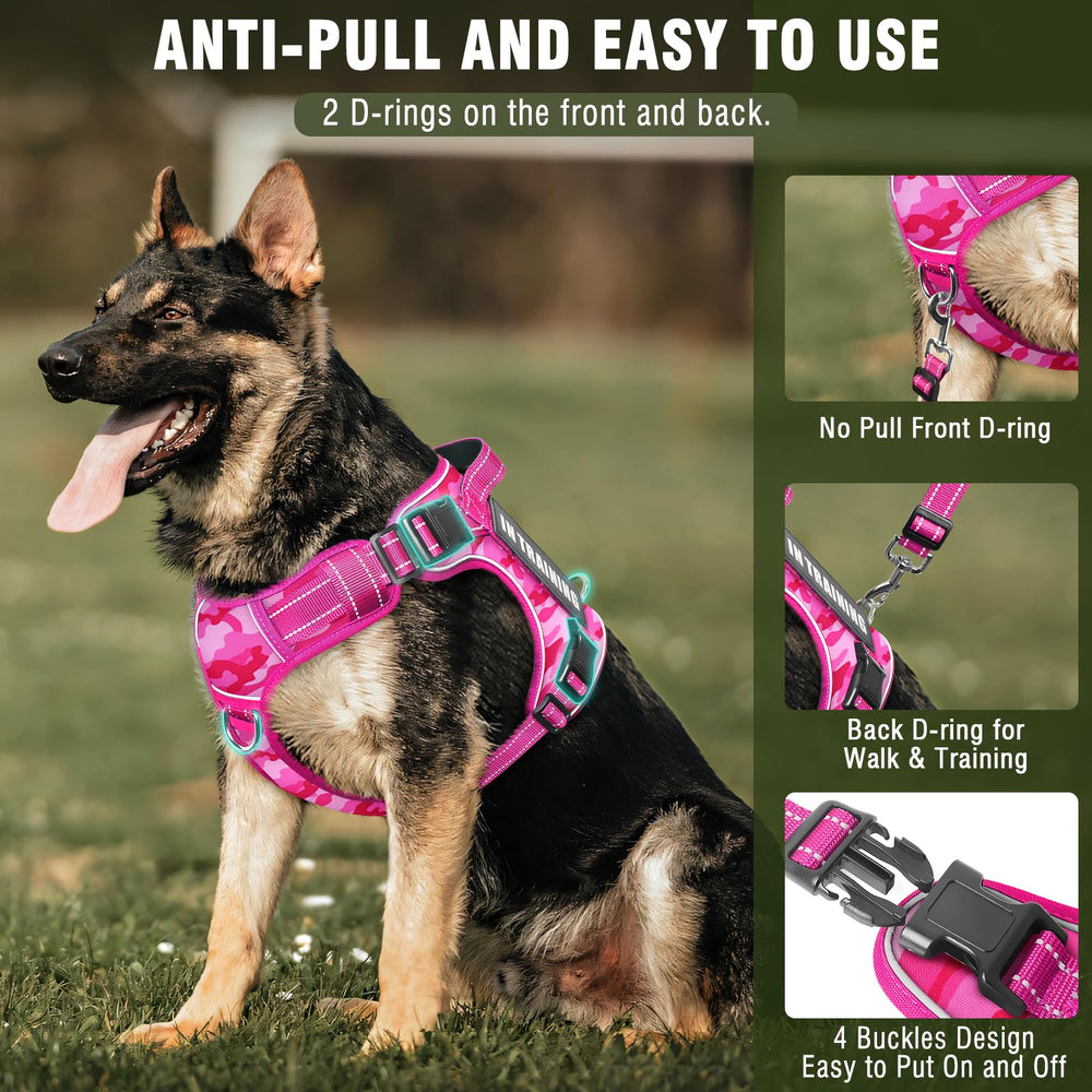 MOOGROU Service Dog Harness with soft air mesh keeps large dogs cool.