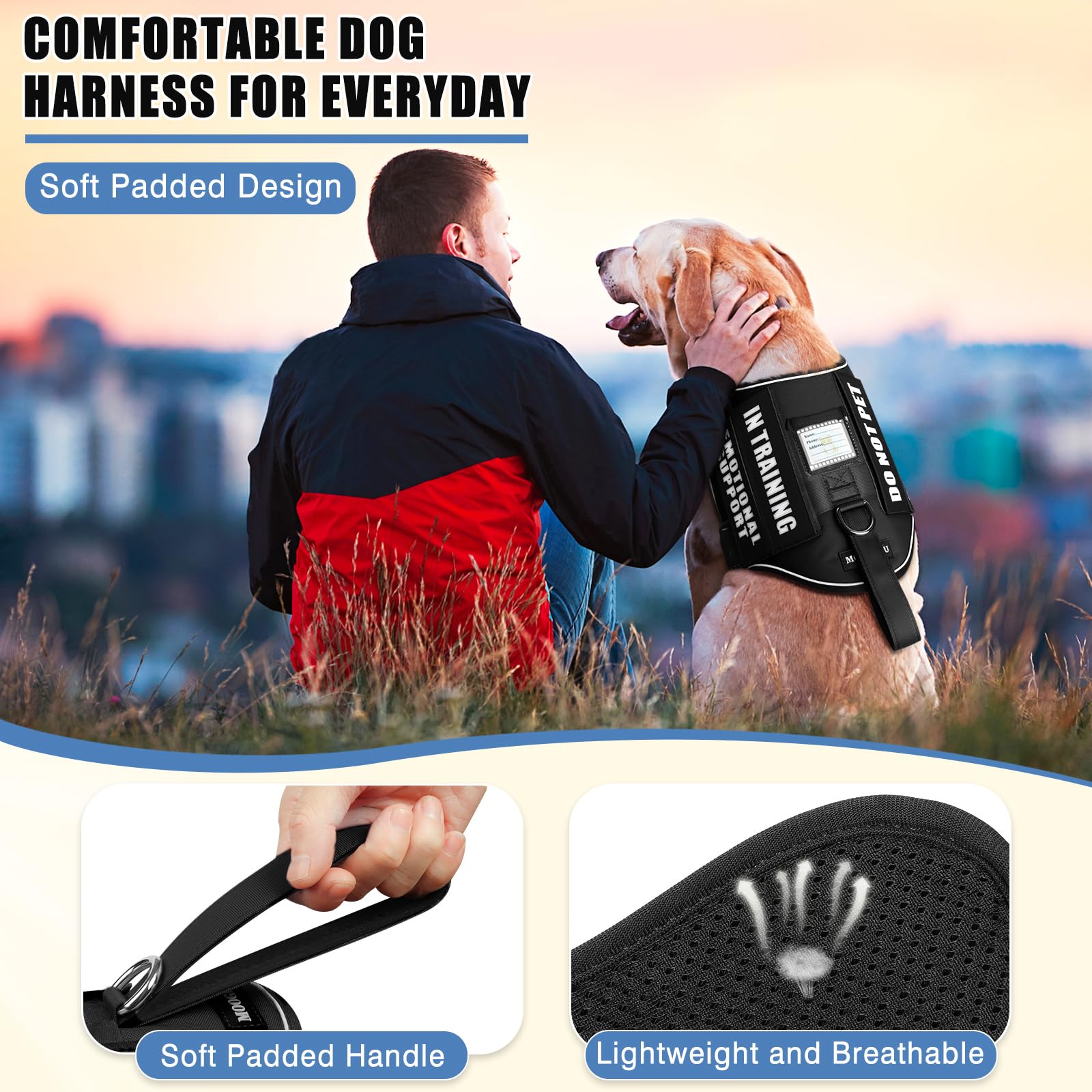 MOOGROU patches set shows SERVICE DOG signals for quick recognition.