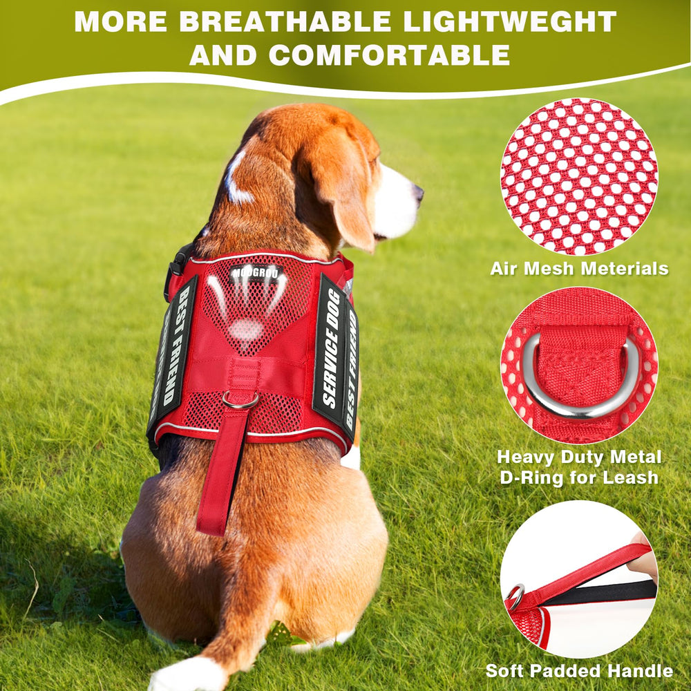 MOOGROU service dog vest breathable mesh enables lightweight wear in warm days.