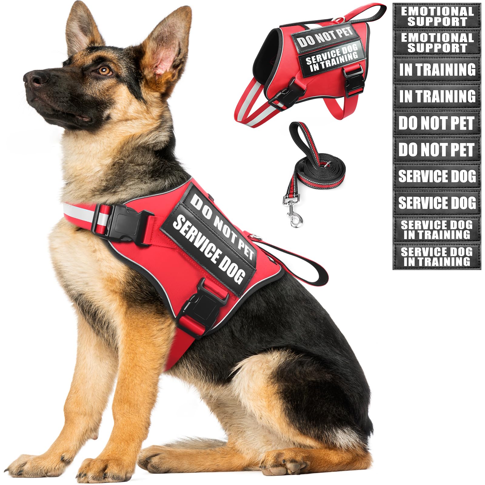 MOOGROU service dog vest harness in red XL for secure, comfortable training sessions.
