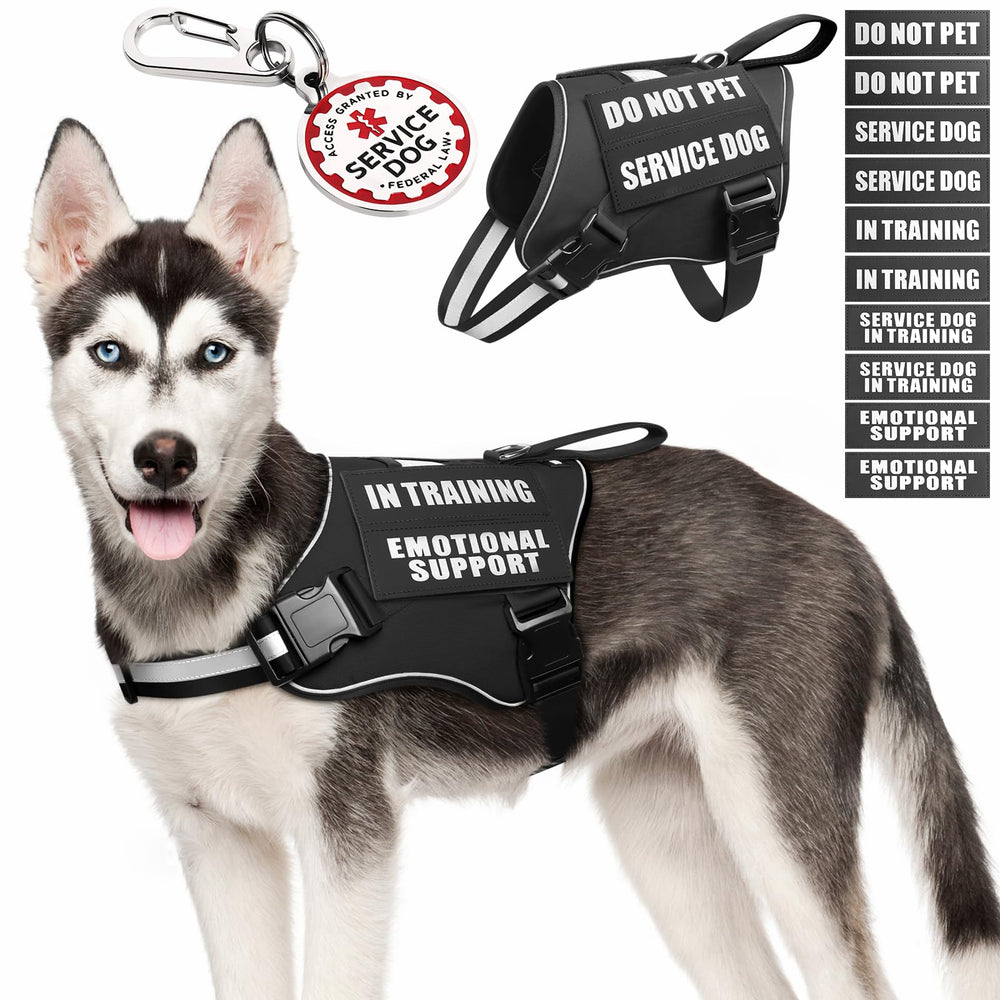 MOOGROU service dog vest harness shows adjustable fit for comfort during daily walks.