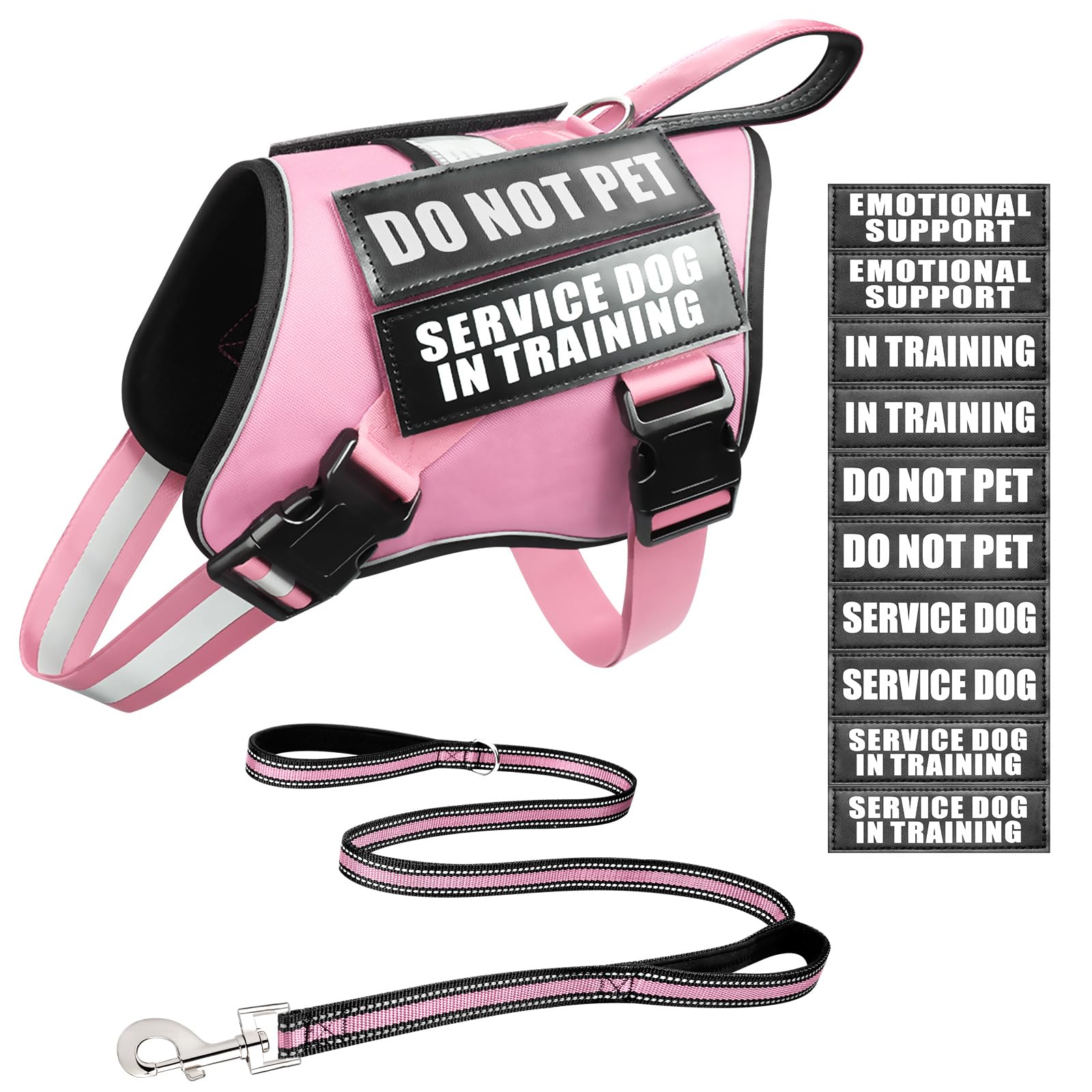 MOOGROU service dog vest pink front view with comfortable fit