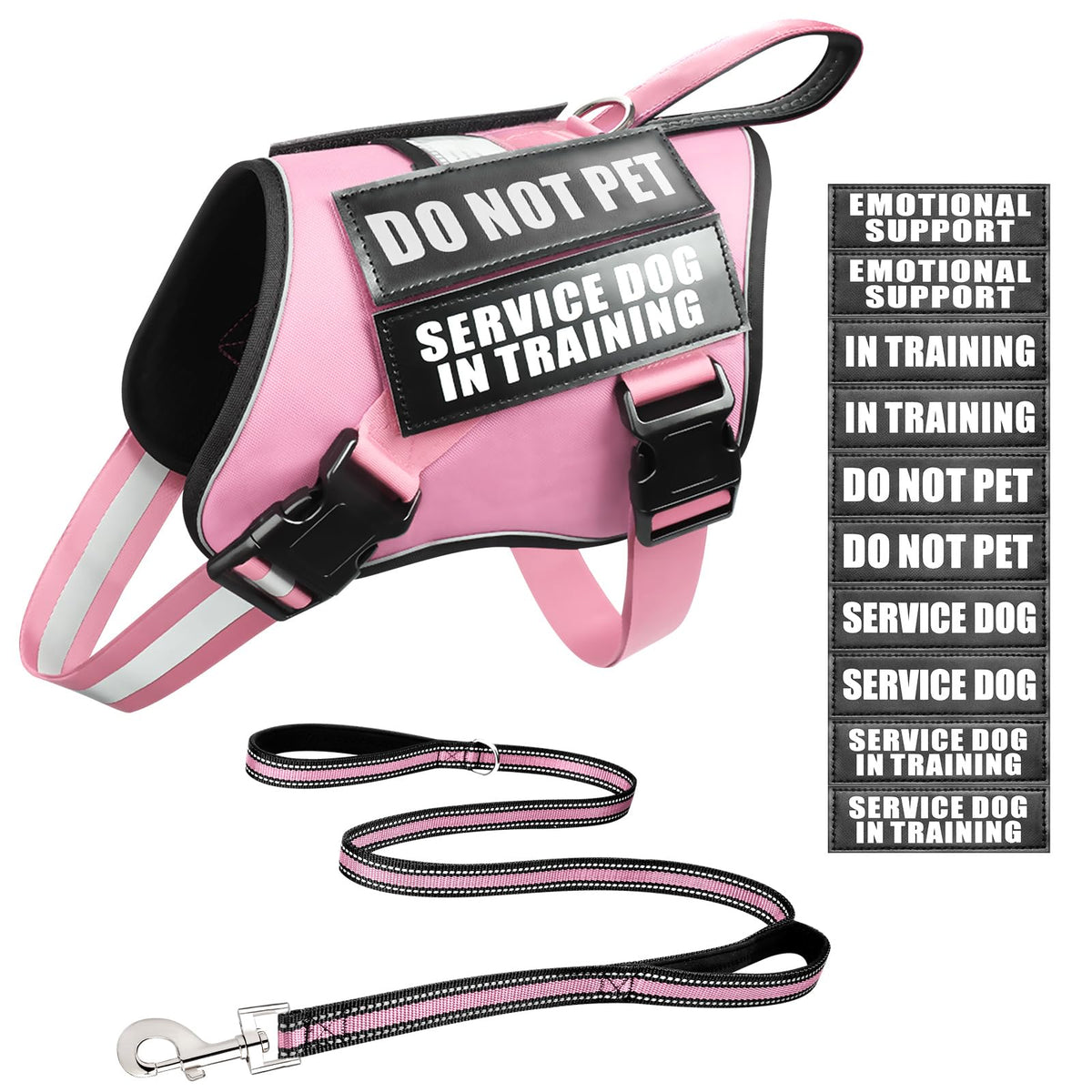 MOOGROU service dog vest pink front view with comfortable fit