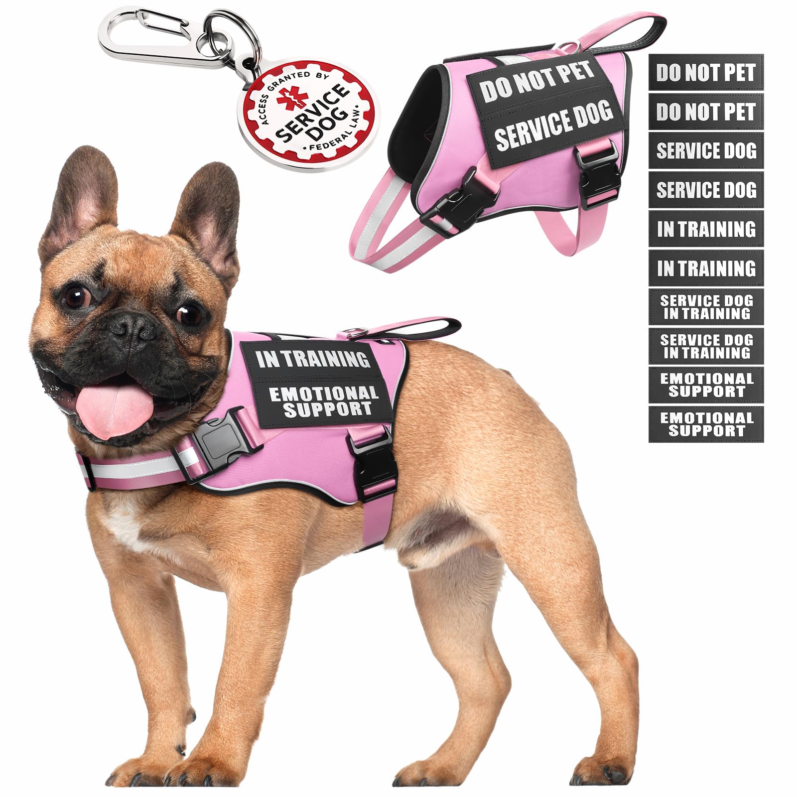 MOOGROU service dog vest pink displaying secure fit for everyday outings.