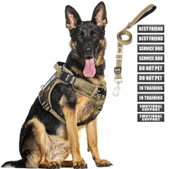 MOOGROU tactical dog harness front view shows secure fit for large breeds during walks
