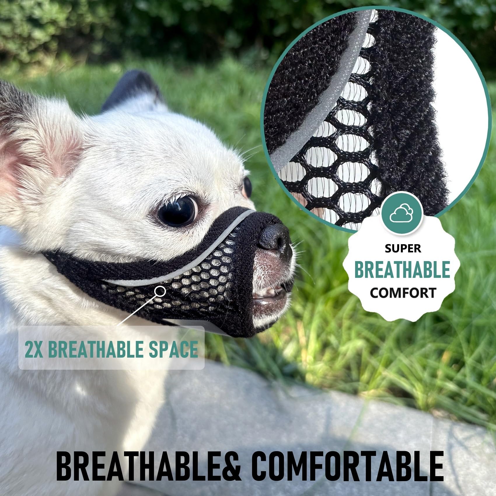 MoiiLavin bozal de malla para perros pequeños con ajuste ergonómico seguro