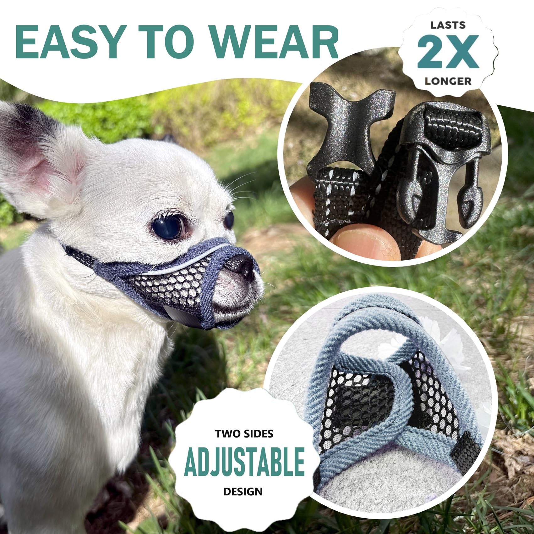 MoiiLavin bozal de malla para perros pequeños, seguridad nocturna con reflectores