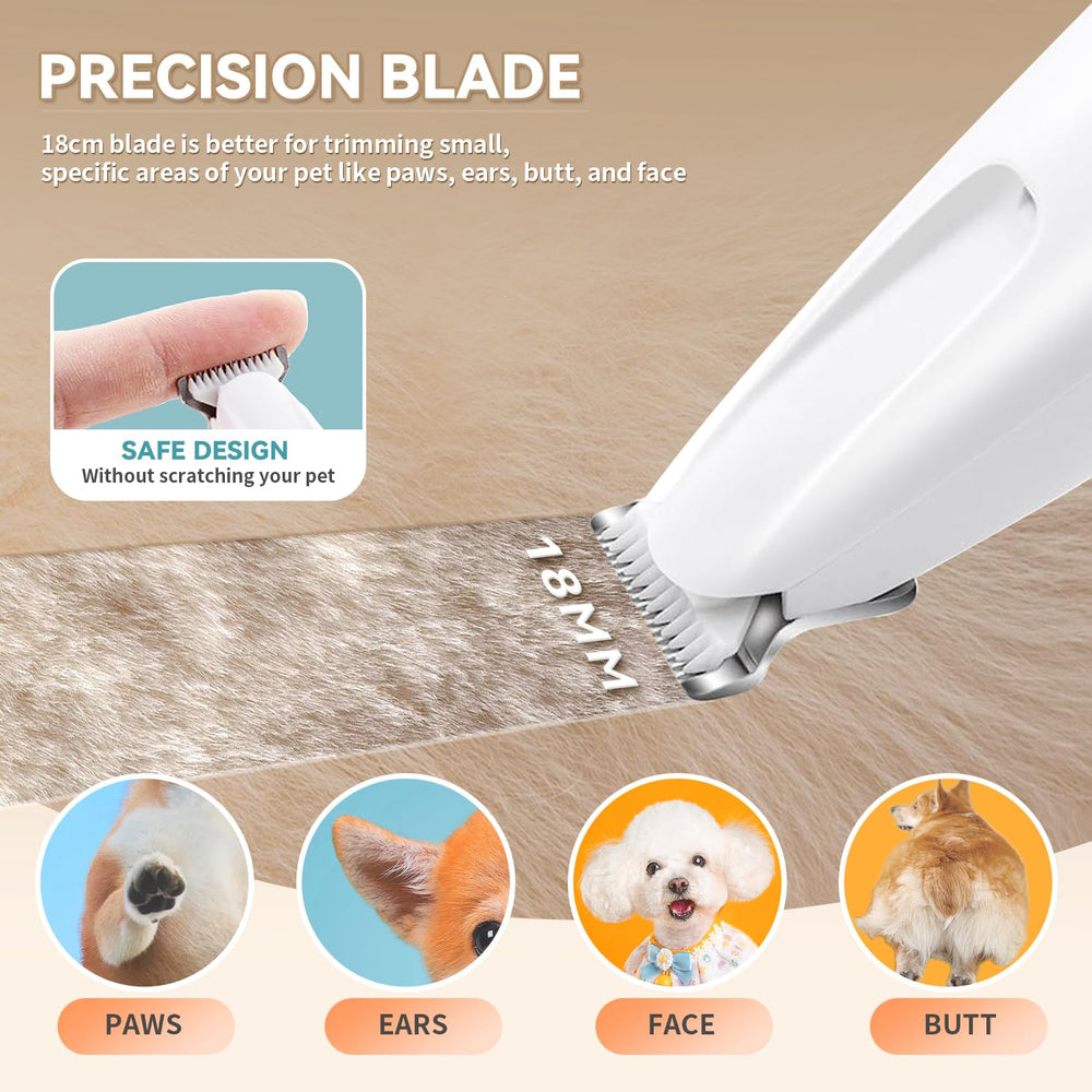 MOONEON quiet-trimmer illustrating whisper-quiet operation for calm pets.