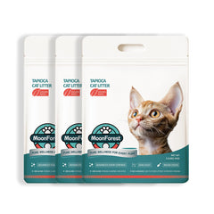 MOONFOREST Tapioca Cat Litter odor-control close-up highlighting activated carbon.