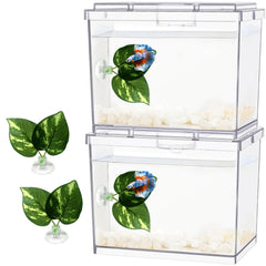 MoonOrange mini betta tank pack 2 offers clear 360-degree viewing for easy pet observation