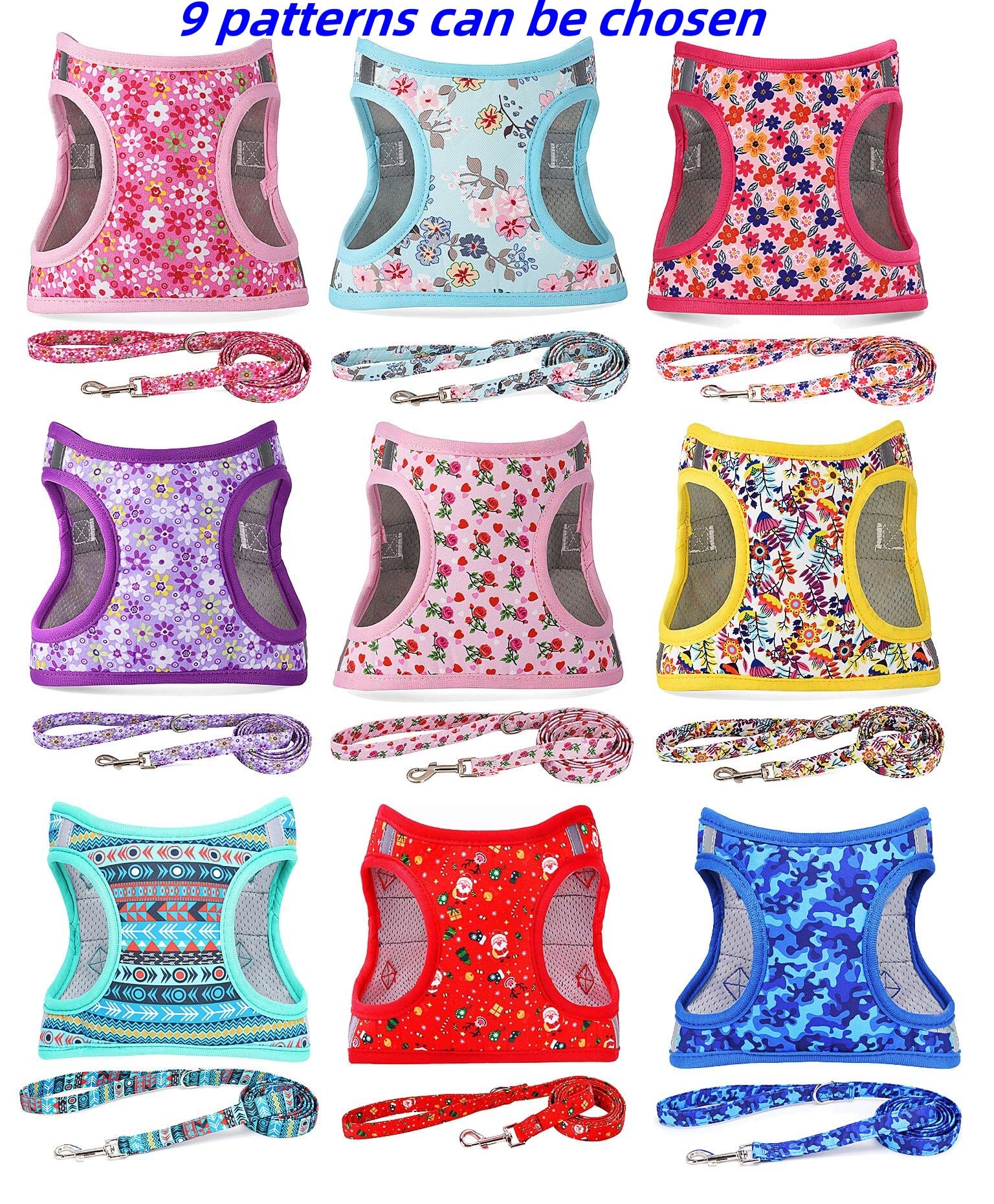 Moonpet Step-In Harness Romantic Sakura adjustable straps shown for precise fit.