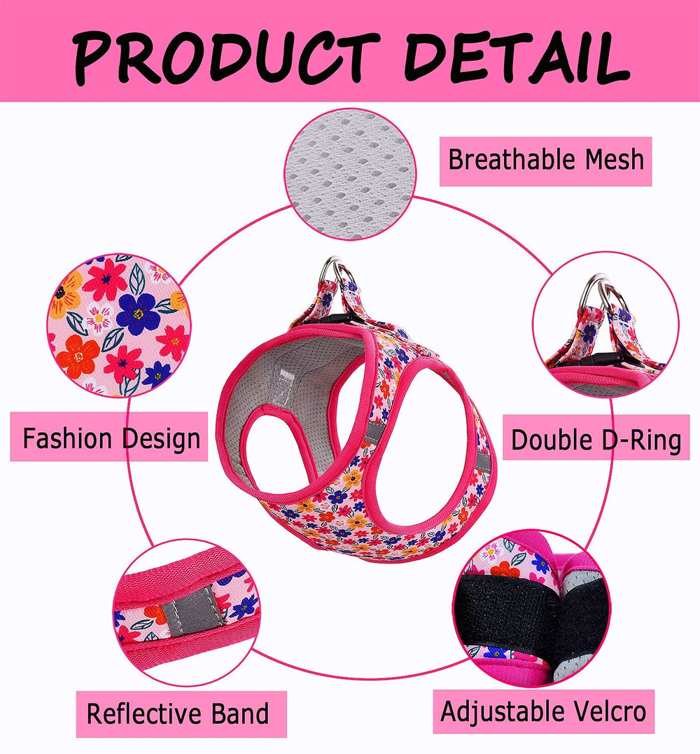 Moonpet Step-In Harness Romantic Sakura with leash set shown for easy, coordinated walking.
