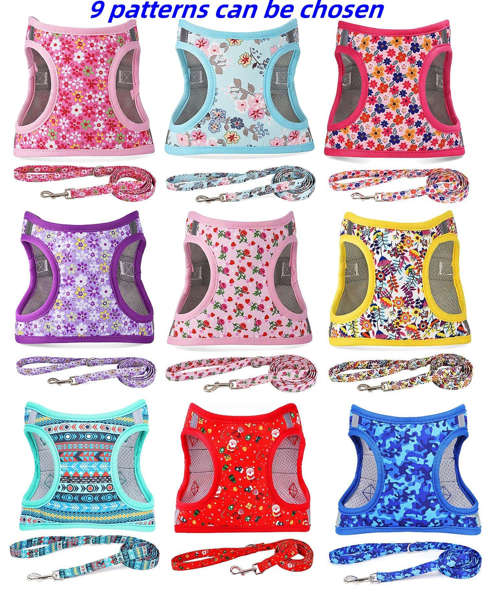 Moonpet valentines harness close-up highlights reflective strips for visibility.
