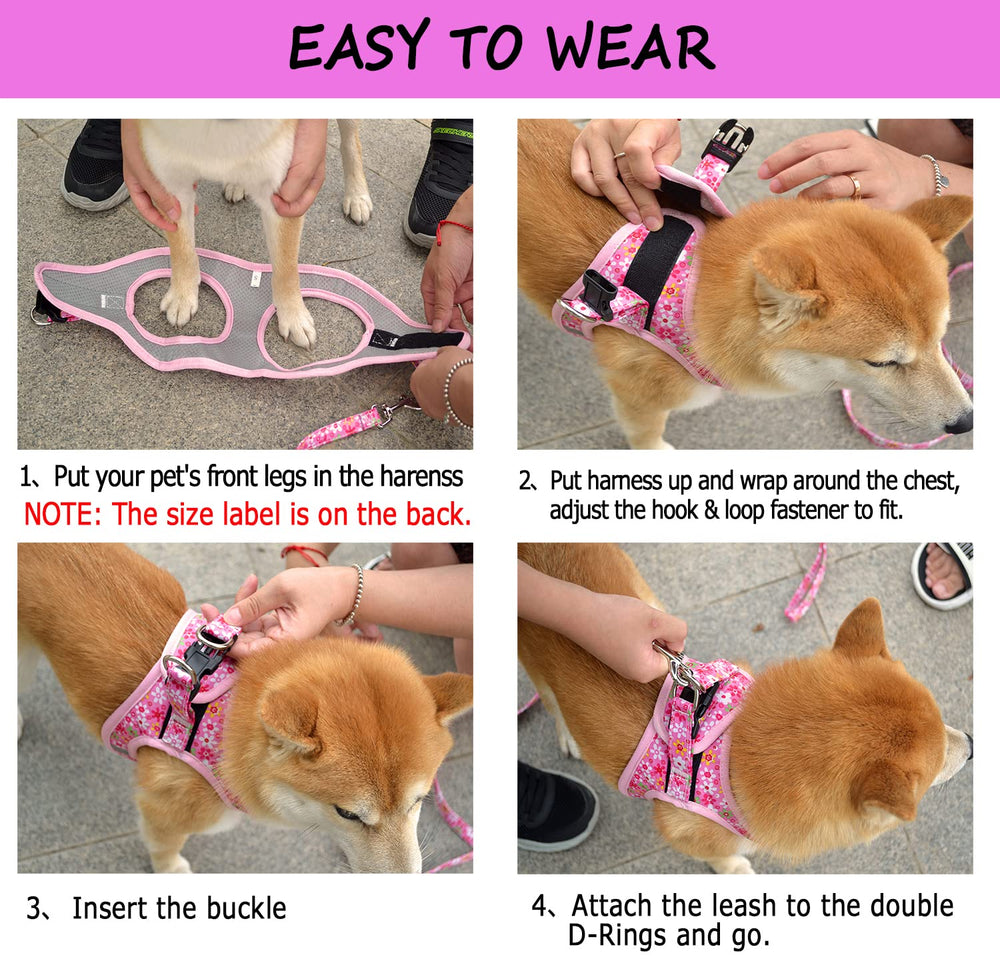 Moonpet step-in valentines harness with reflective strips for night safety.