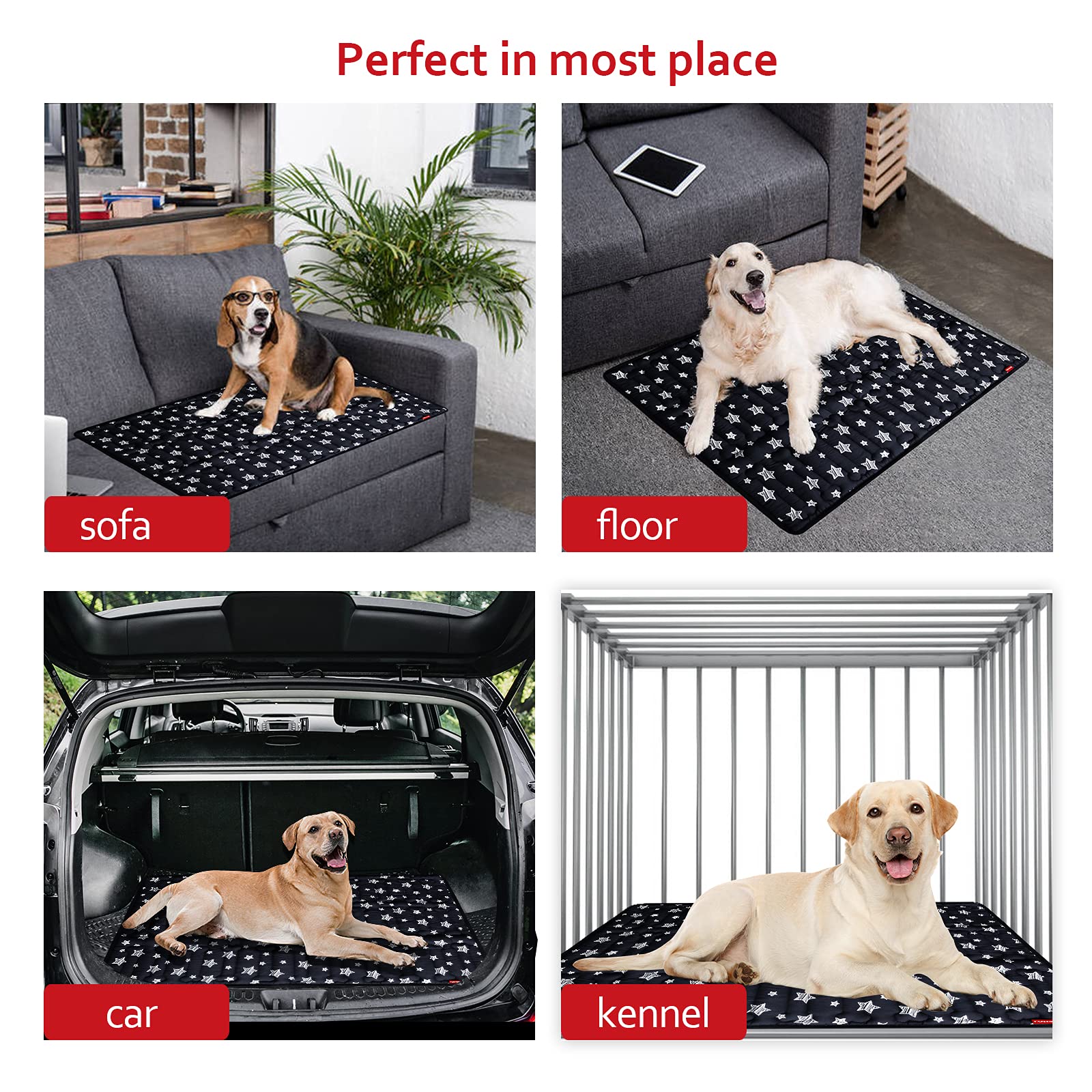 Moonsea black crate mat—durable, low-maintenance bed for daily naps.