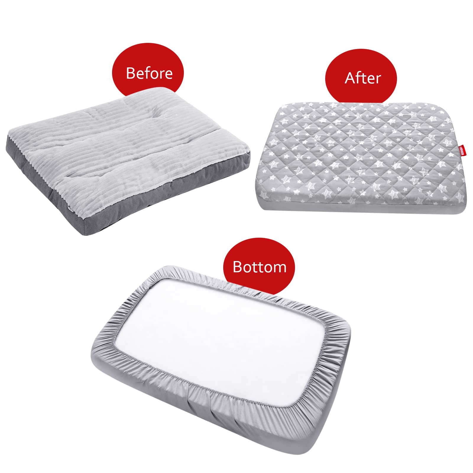 Moonsea elastic-band fit demonstrating snug fit on 32x44 bed