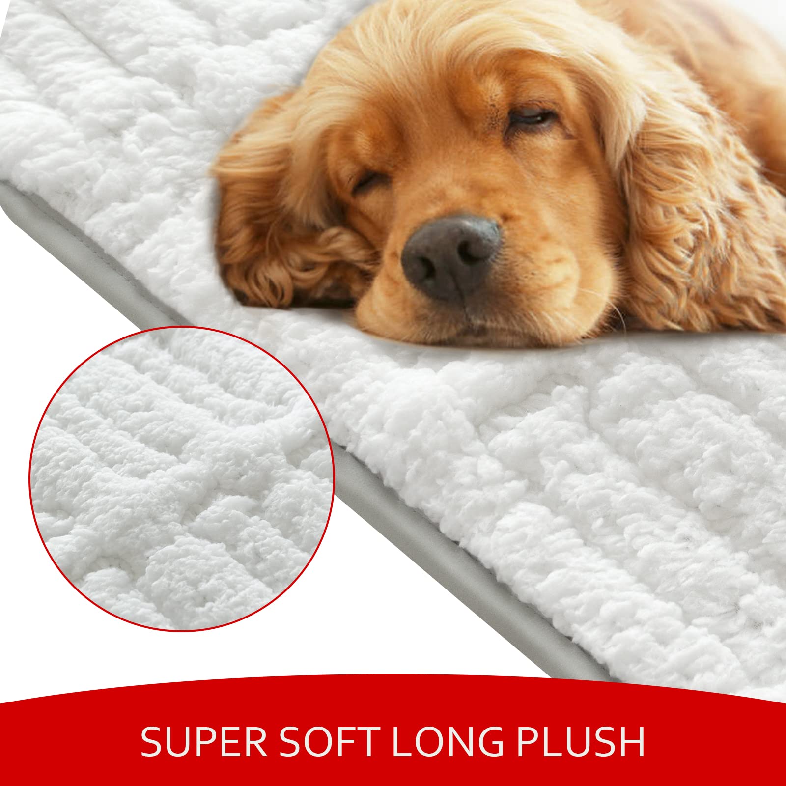 Moonsea dog bed crate mat anti-slip bottom keeps it in place on floors.