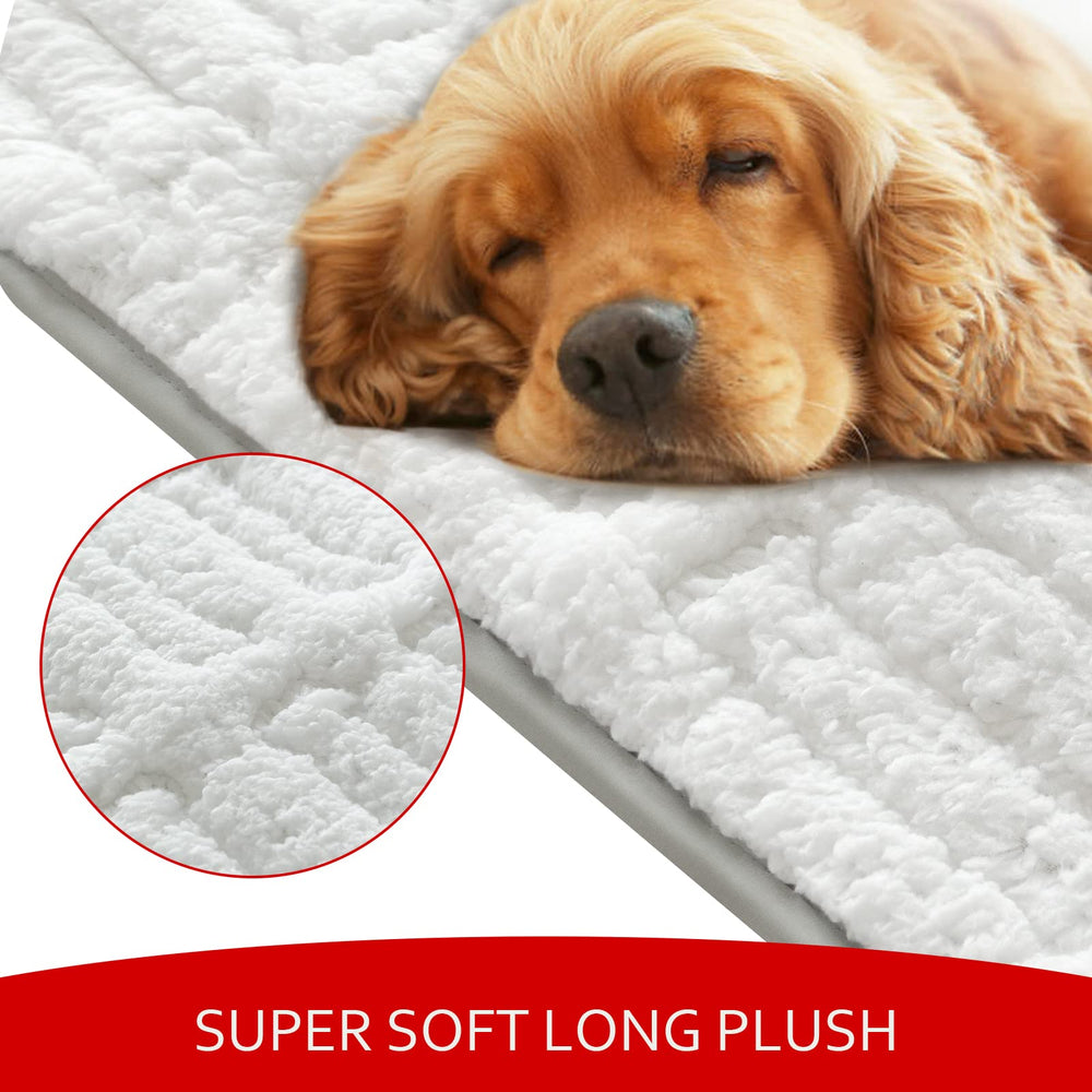 Moonsea dog bed crate mat anti-slip bottom keeps it in place on floors.