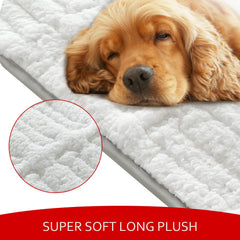 Moonsea dog bed crate mat anti-slip bottom keeps it in place on floors.