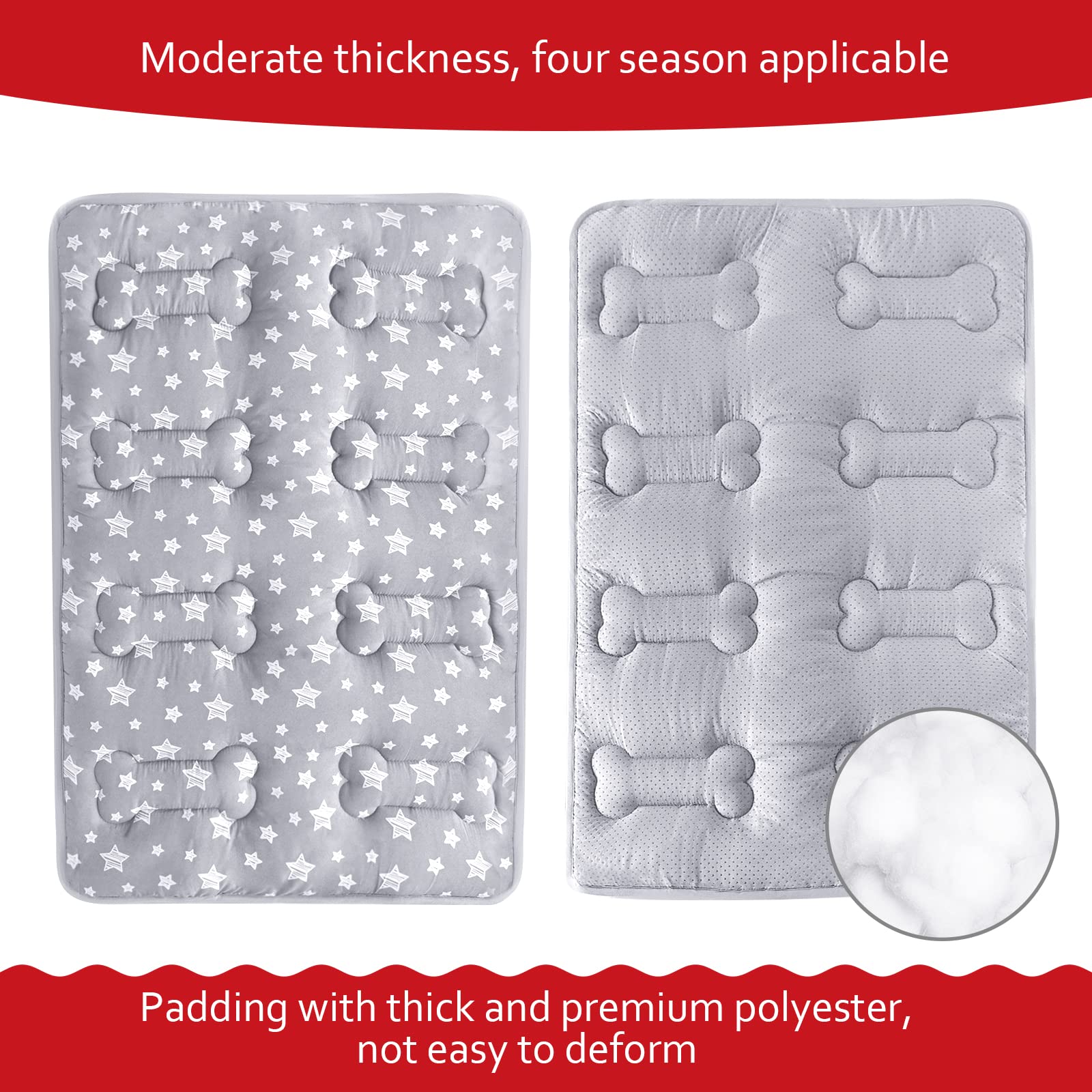 Moonsea dog crate mat is machine washable for easy cleaning and care.