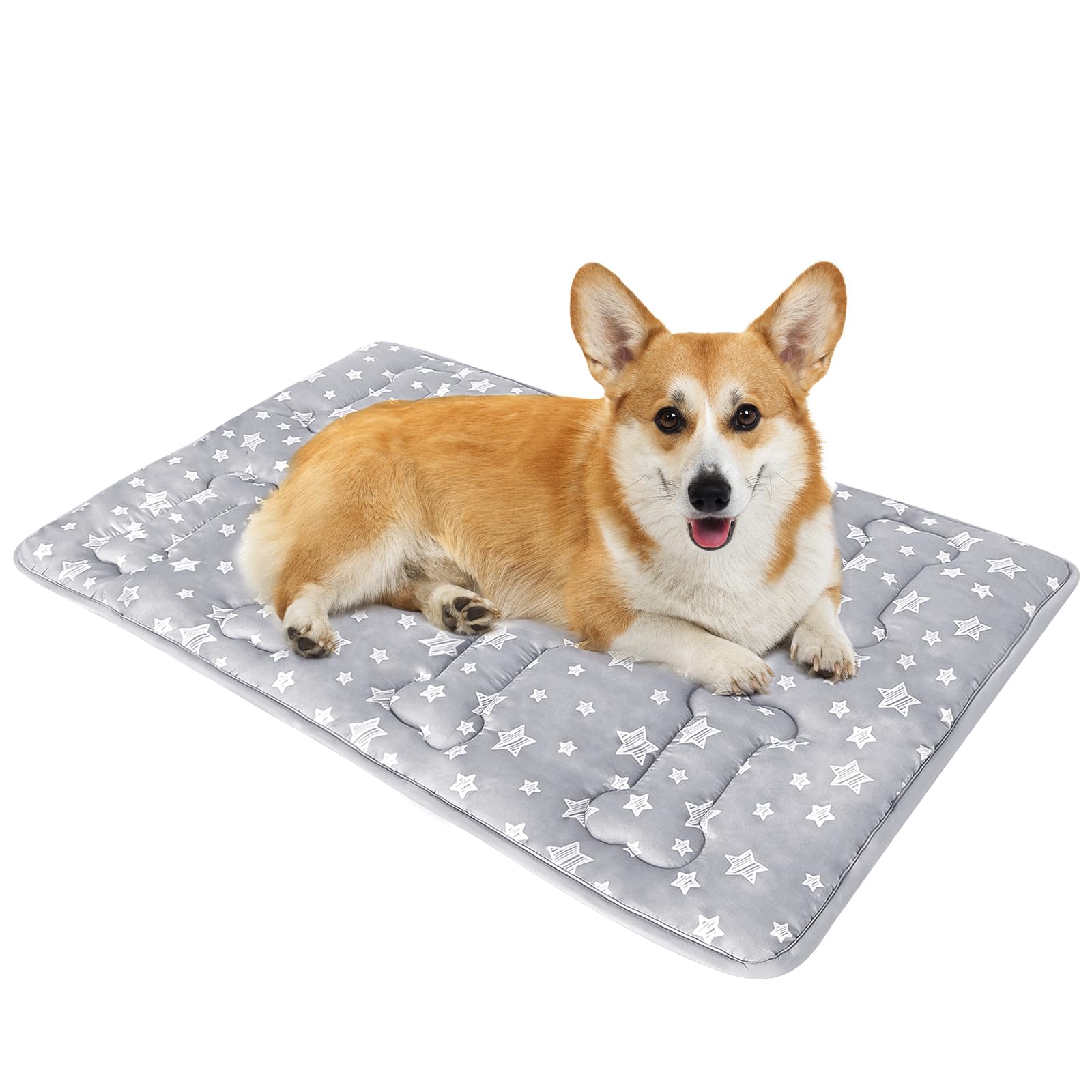 Moonsea dog crate mat top view shows plush 3-layer construction for cozy naps.