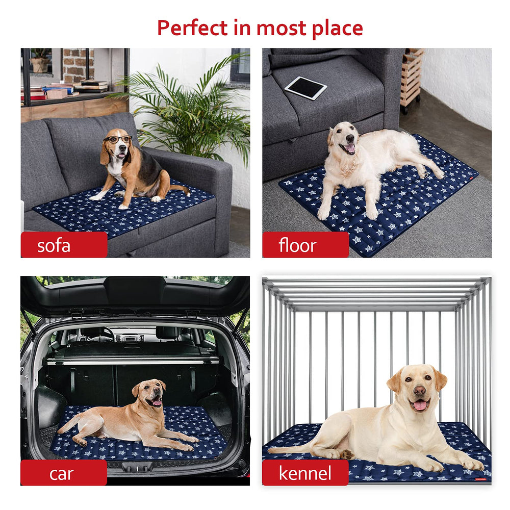 Moonsea dog crate mat 42x28 size shown fitting standard crates and kennels.