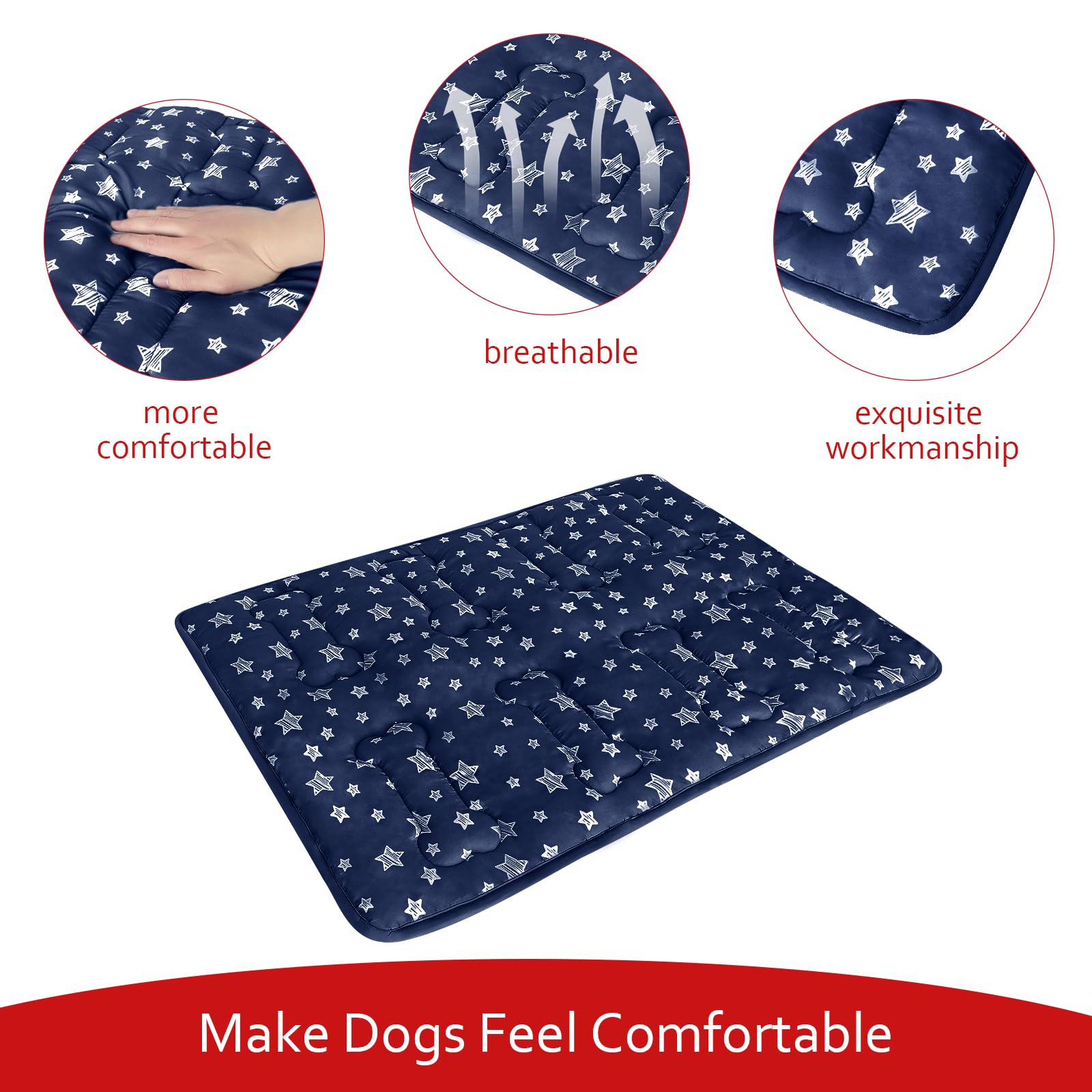 Moonsea dog crate mat machine-washable feature enables easy cleaning after adventures.