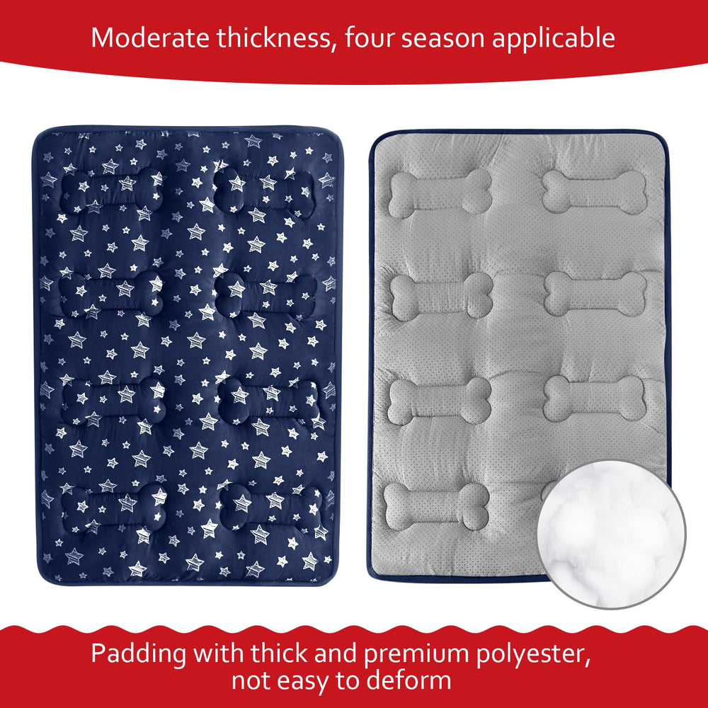 Moonsea dog crate mat star print close-up highlighting cute print on fabric.