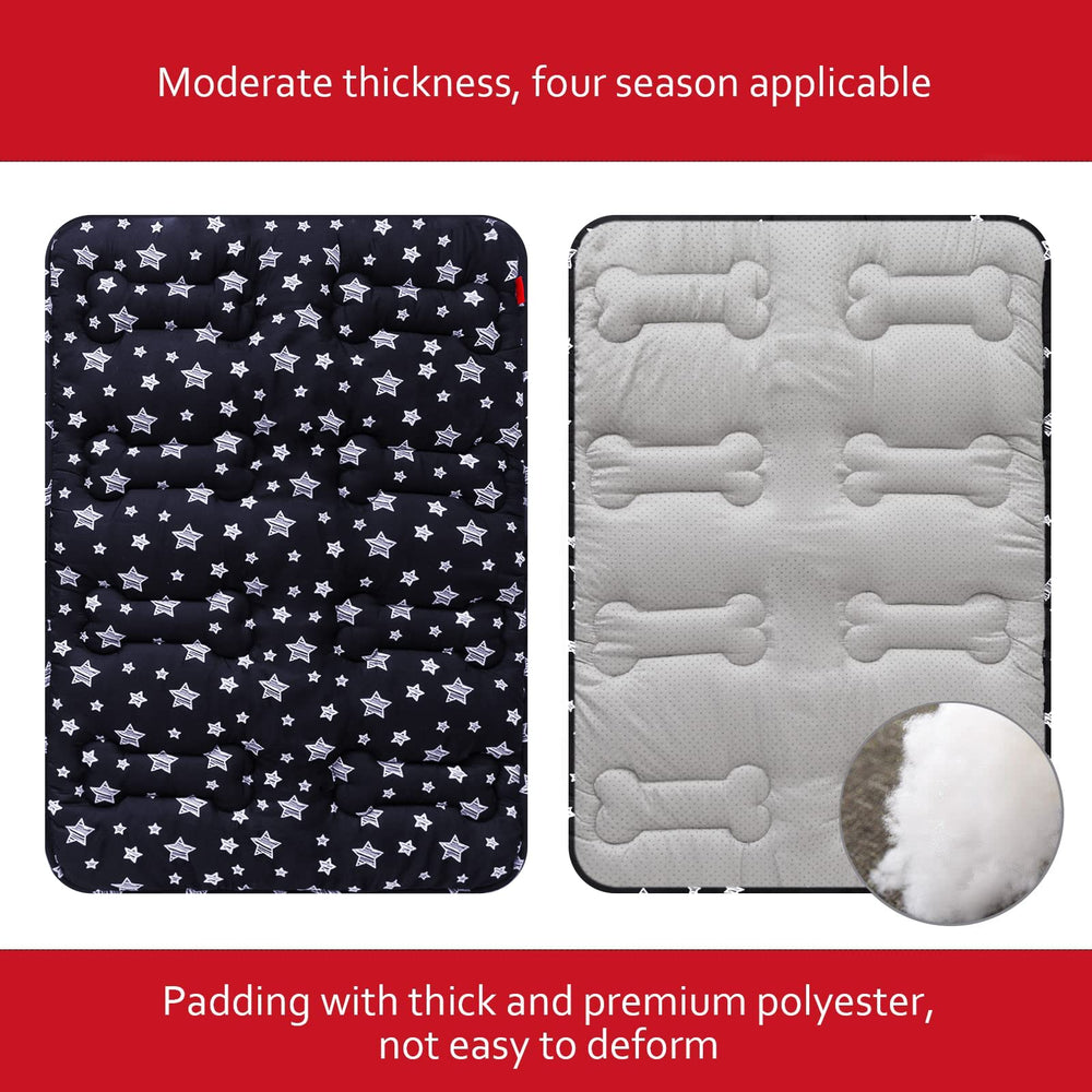 Moonsea dog crate mat star print—cute pattern enhances pet's crate aesthetic.
