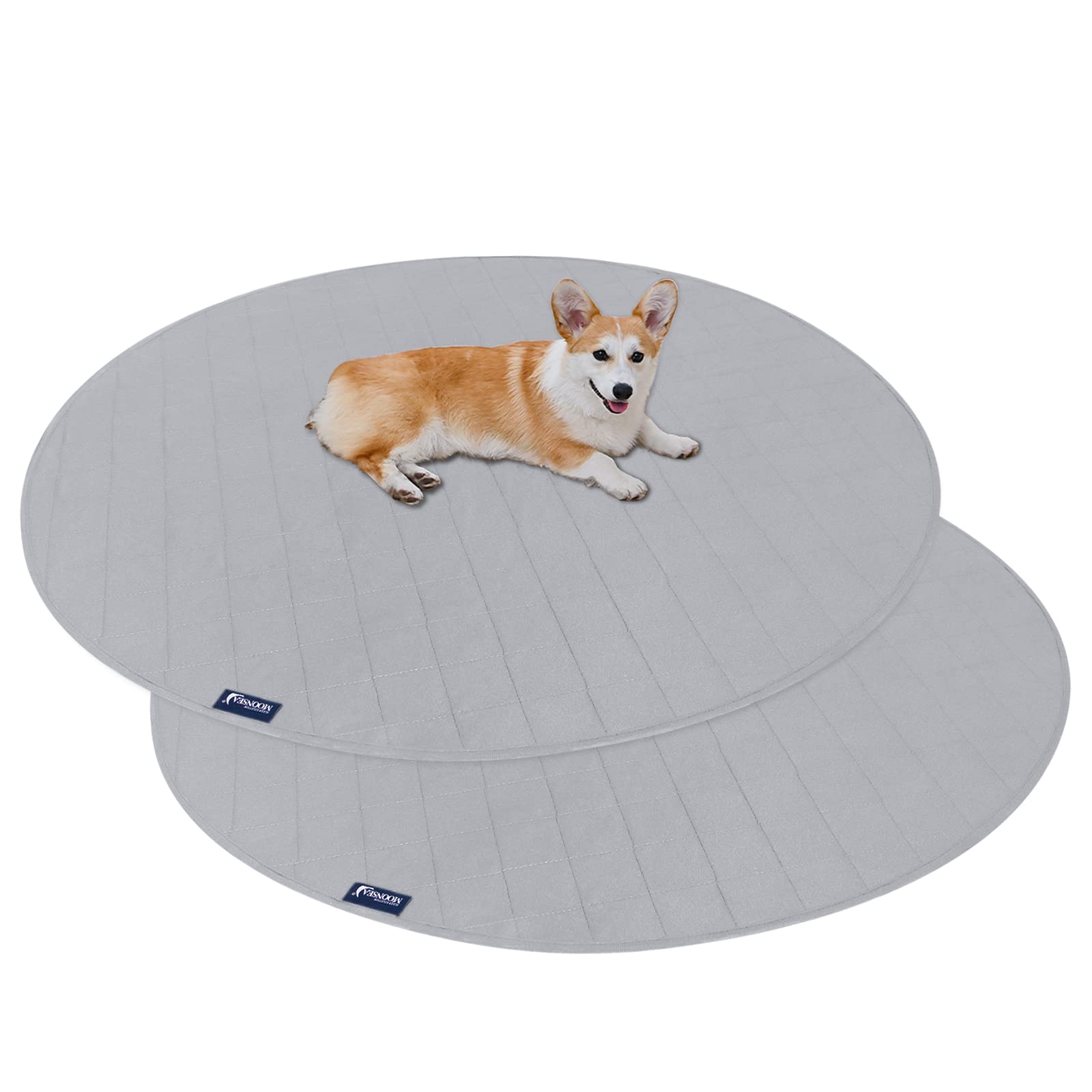Moonsea washable round 48-inch grey pad, front view, ideal for home training.