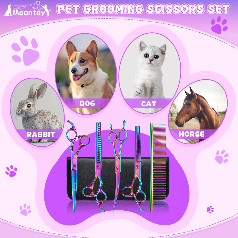Moontay complete dog grooming set 7inch in use for professional grooming results.
