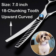 Moontay dog grooming chunkers 7in curved blade close-up for clean shaping