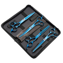 Moontay dog grooming scissors upward curved blade for around-ear contouring.