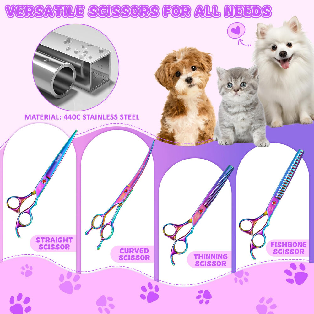 Moontay chunkers dog grooming scissors 7inch closeup for thinning thick fur.