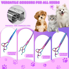 Moontay chunkers dog grooming scissors 7inch closeup for thinning thick fur.