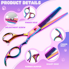 Moontay thinning scissors 7inch closeup highlighting even fur thinning.