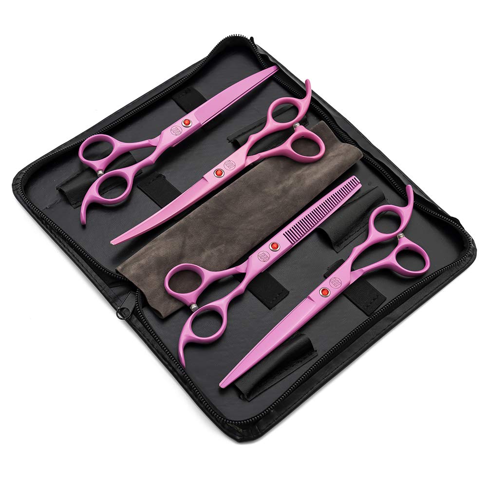 Moontay dog grooming scissors upward curved 7in for delicate ear area trimming.