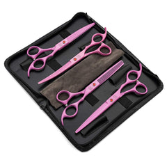 Moontay dog grooming scissors upward curved 7in for delicate ear area trimming.