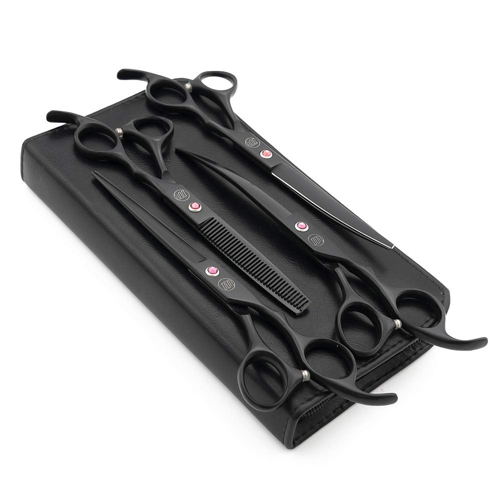 Moontay four-tool dog grooming scissors set for precise pet grooming at home.